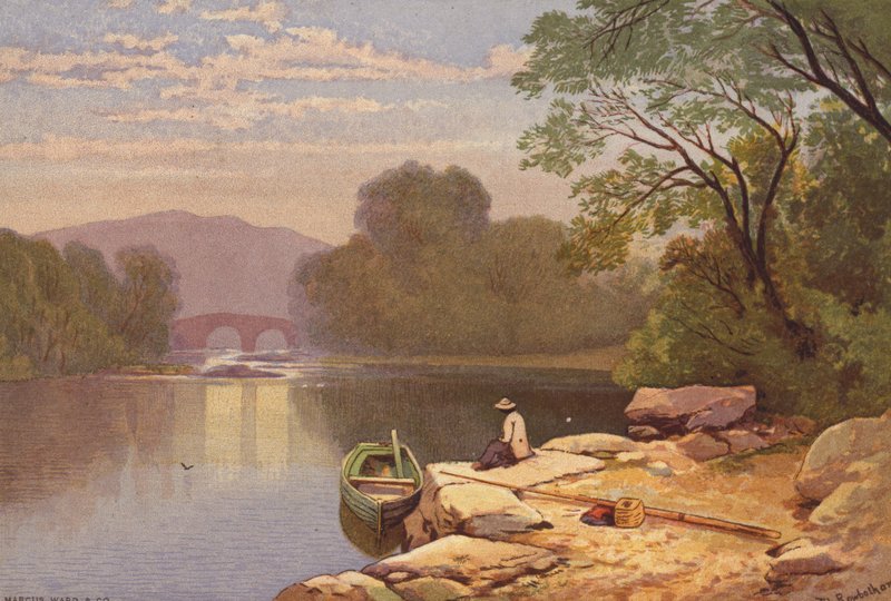 Killarney Lakes, Old Weir Bridge (farve litho) af Thomas Leeson the Elder Rowbotham