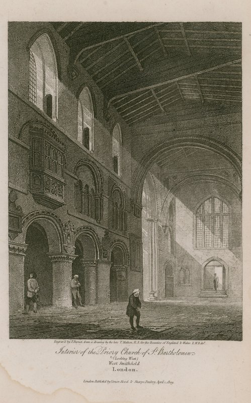 Interiør af St Bartholomew den Store Kirke af Thomas Malton