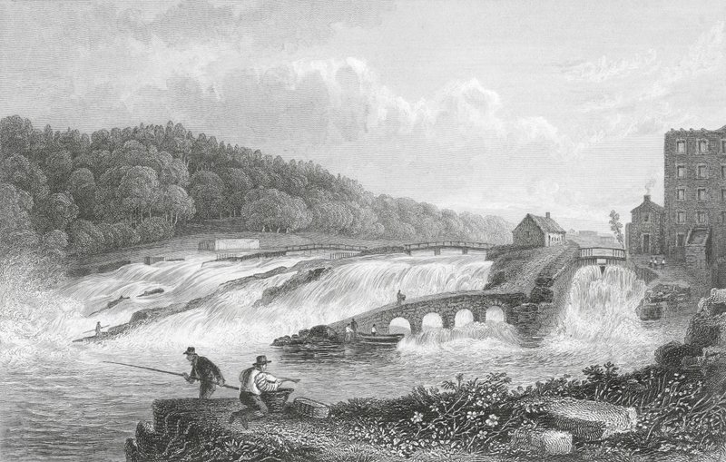 Coleraine Salmon Leap, Co Londonderry (gravering) af Thomas Mann (after) Baynes
