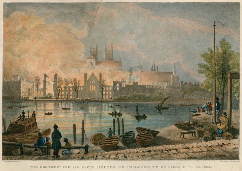 Ødelæggelsen ved brand af parlamentets huse ved brand den 16. oktober 1834 af Thomas Mann Baynes