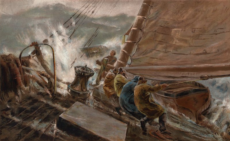 Et øjeblik i fare (chromolitho) af Thomas Marie Madawaska (after) Hemy