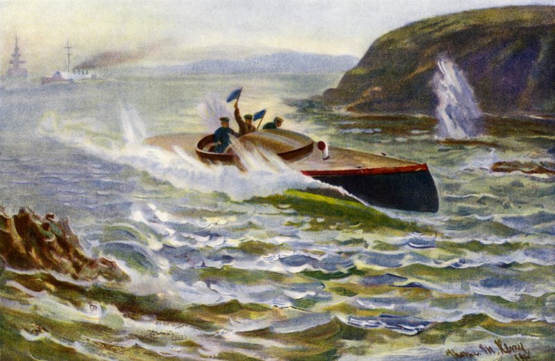 Motorspejderen (farve litho) af Thomas Marie Madawaska Hemy