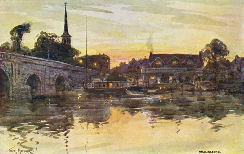 Themsen: Wallingford (farvelitografi) af Thomas Maybank