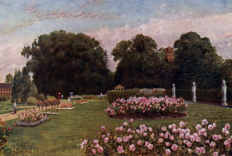 Kew Gardens: I den italienske have (farve litho) af Thomas Mower Martin