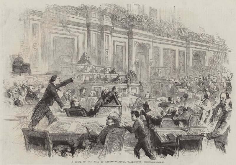En scene i Repræsentanternes Hall, Washington af Thomas Nast