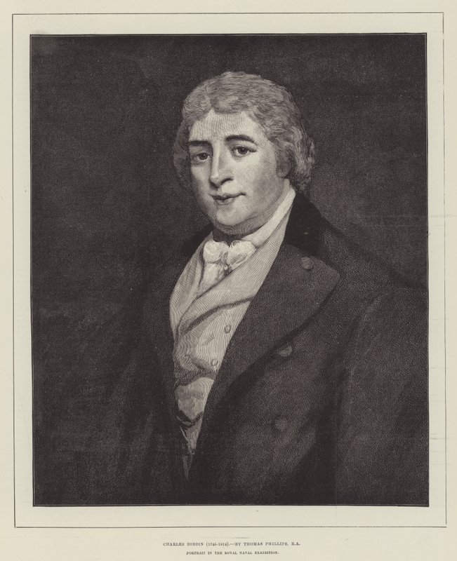 Charles Dibdin (1745-1814), Portræt i Royal Naval Exhibition af Thomas Phillips