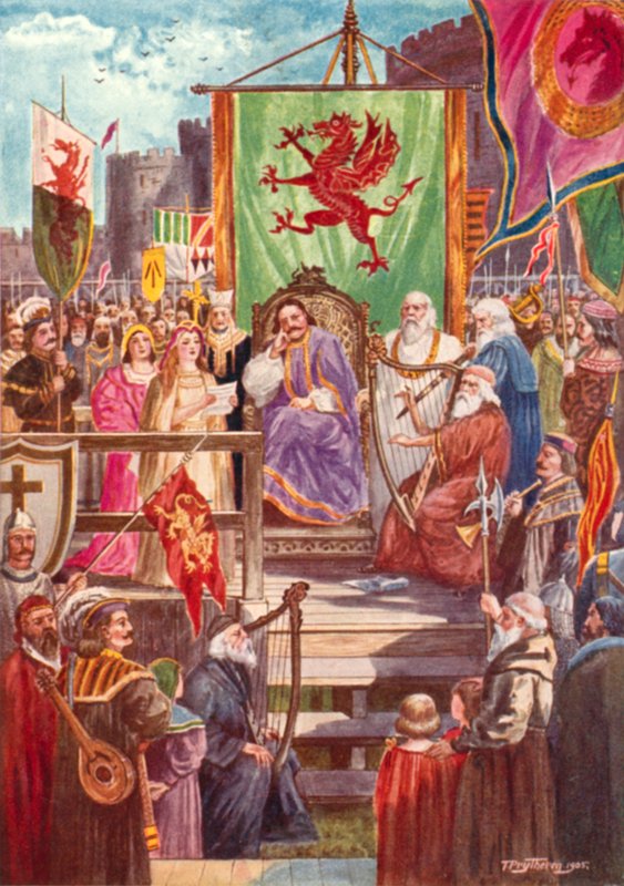 Rhys ap Gruffydd præsiderer ved den første Eisteddfod, Cardigan Castle, Wales af Thomas Prytherch
