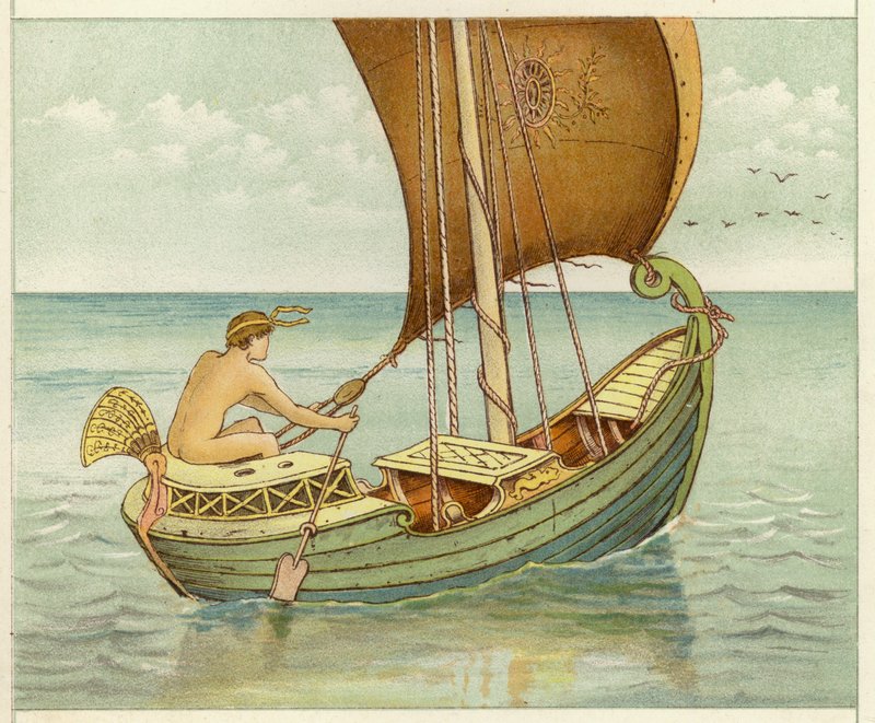 Perseus sejler (farve litho) af Thomas Ralph Spence