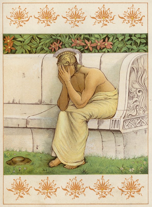 Perseus græder efter at have dræbt Akrisios (farve litho) af Thomas Ralph Spence