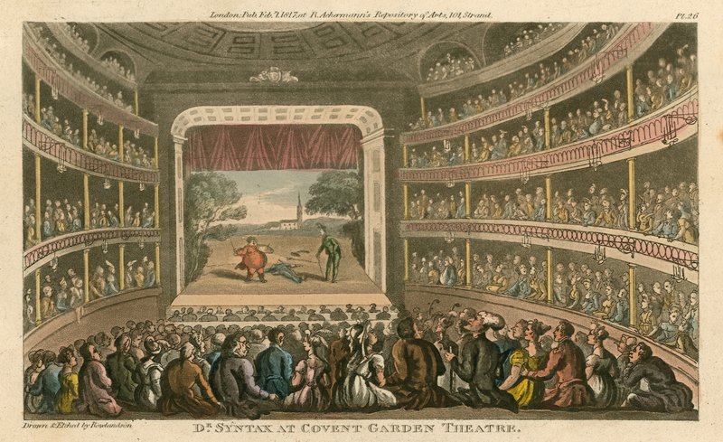Dr Syntax på Covent Garden Theatre, London af Thomas Rowlandson