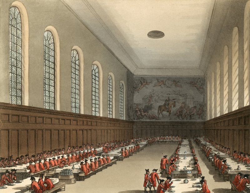 Oversigt over det indre af Chelsea Hospital af Thomas Rowlandson