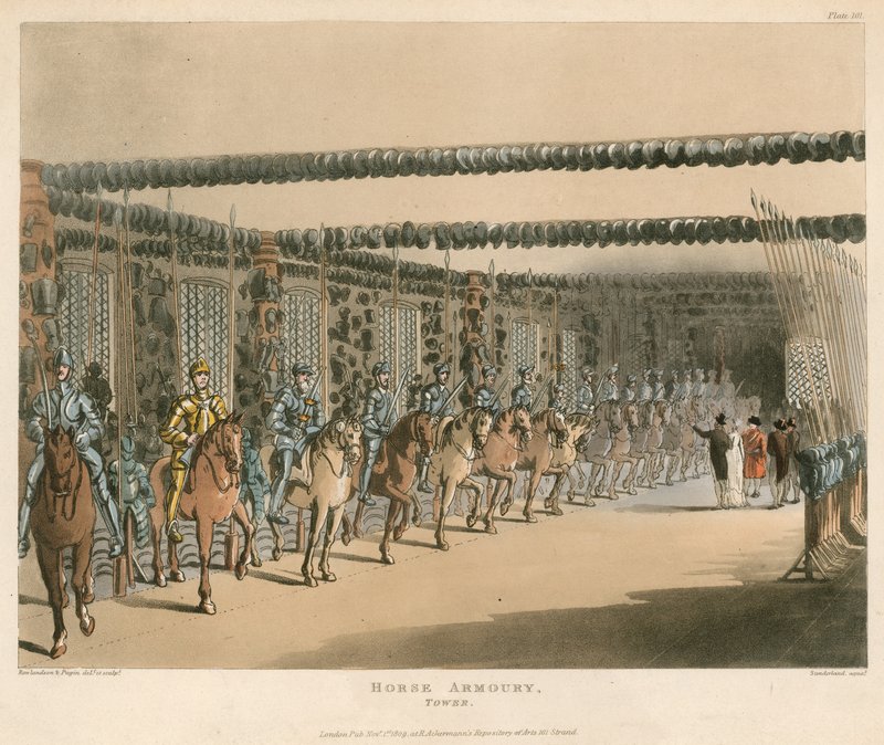 Hestevåbenlager ved Tower of London af Thomas Rowlandson