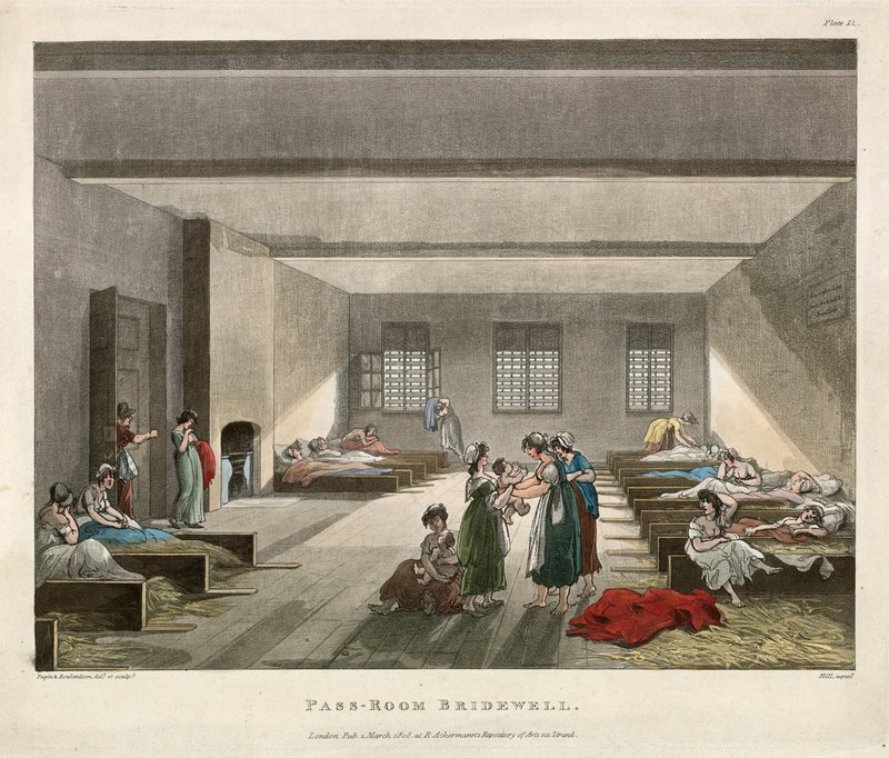 Pass-room Bridewell Prison af Thomas Rowlandson