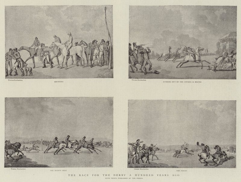 Derbyløbet for hundrede år siden af Thomas Rowlandson
