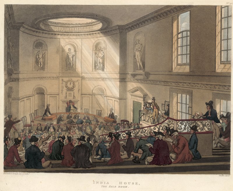 Salget Room, East India House af Thomas Rowlandson