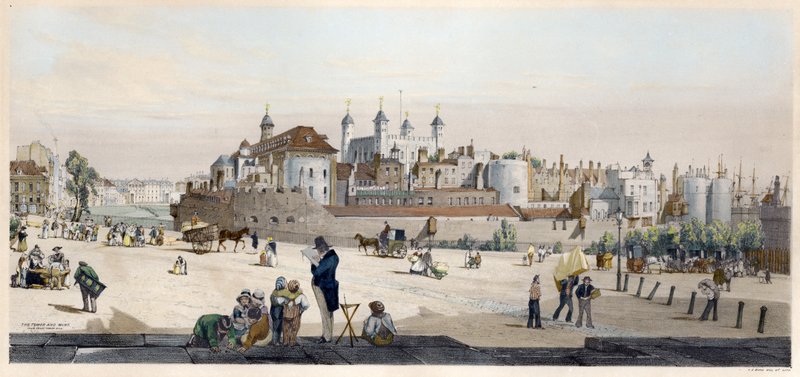 Tower of London og Mint fra Great Tower Hill af Thomas Shotter Boys