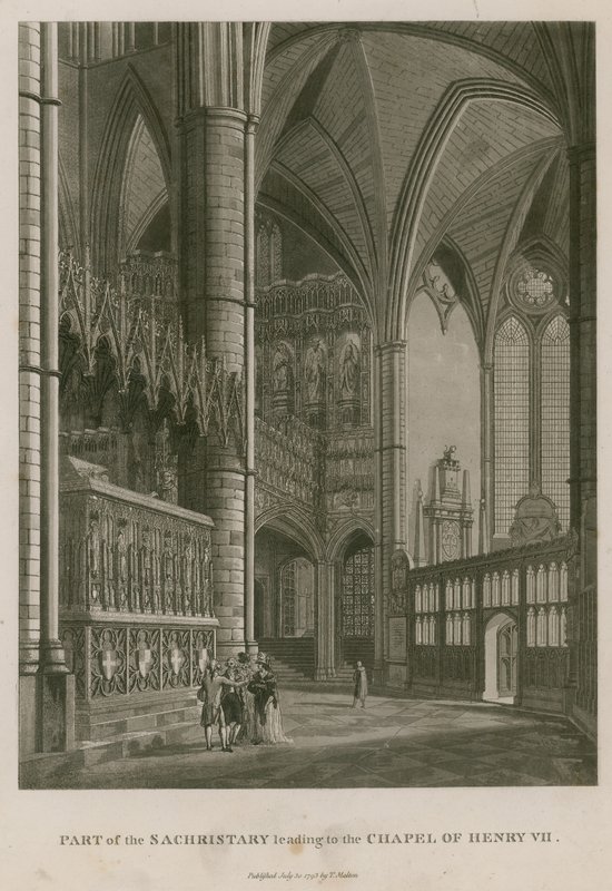 En del af Sachristary, der fører til Chapel of King Henry VII, Westminster Abbey, London af Thomas Snr. Malton
