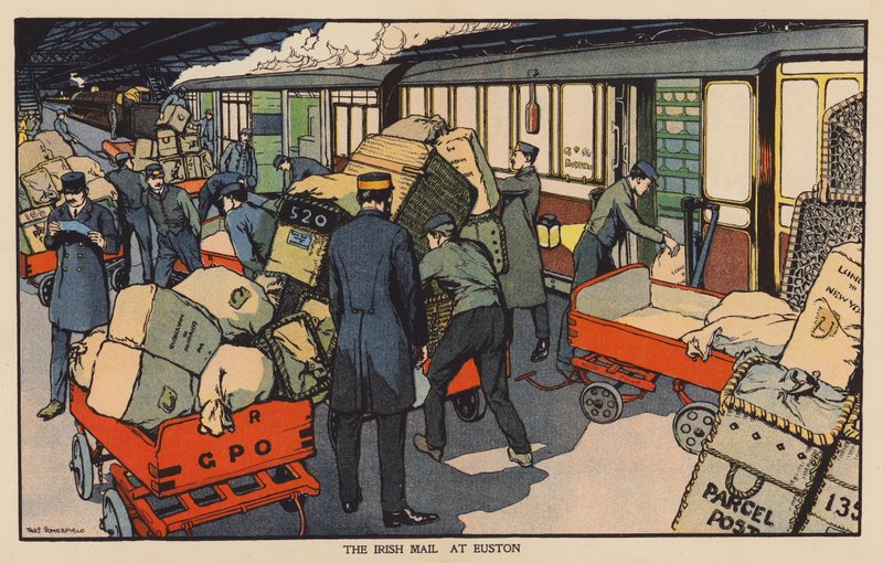The Irish Mail ved Euston (farvelitografi) af Thomas Somerfield