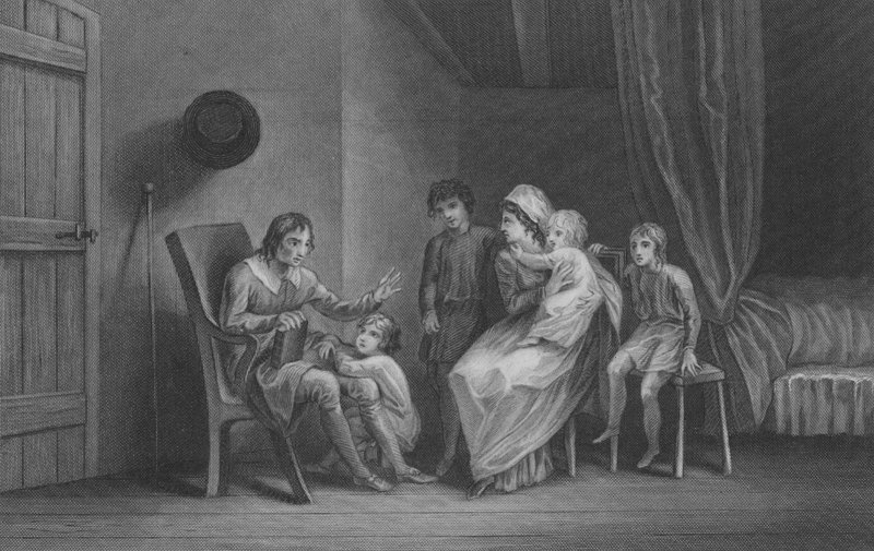 Christian udtrykker sin frygt over for sin familie af Thomas Stothard