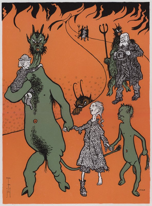 Kulnødsituationen (farve litho) af Thomas Theodor Heine