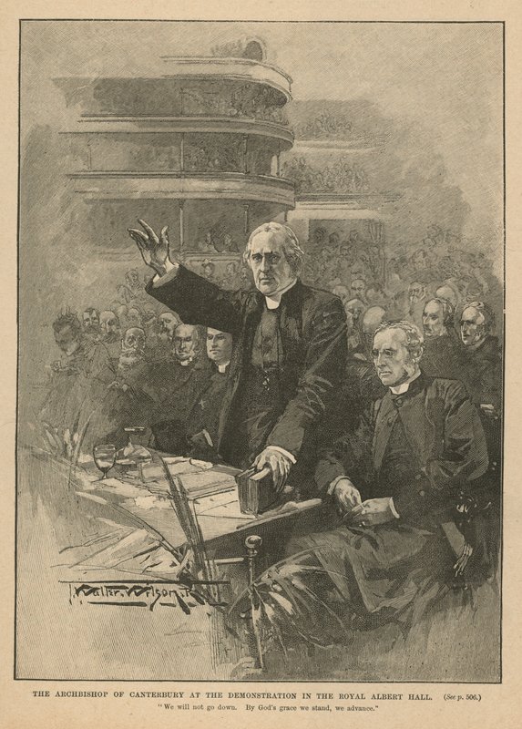 Ærkebiskop af Canterbury ved demonstrationen i Royal Albert Hall af Thomas Walter Wilson