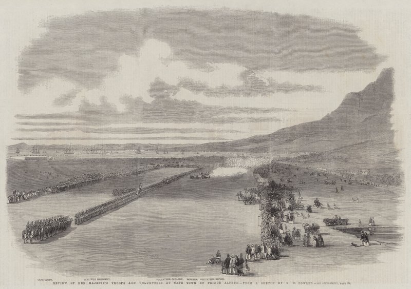 Anmeldelse af Hendes Majestæts tropper og frivillige i Cape Town af Prins Alfred af Thomas William Bowler