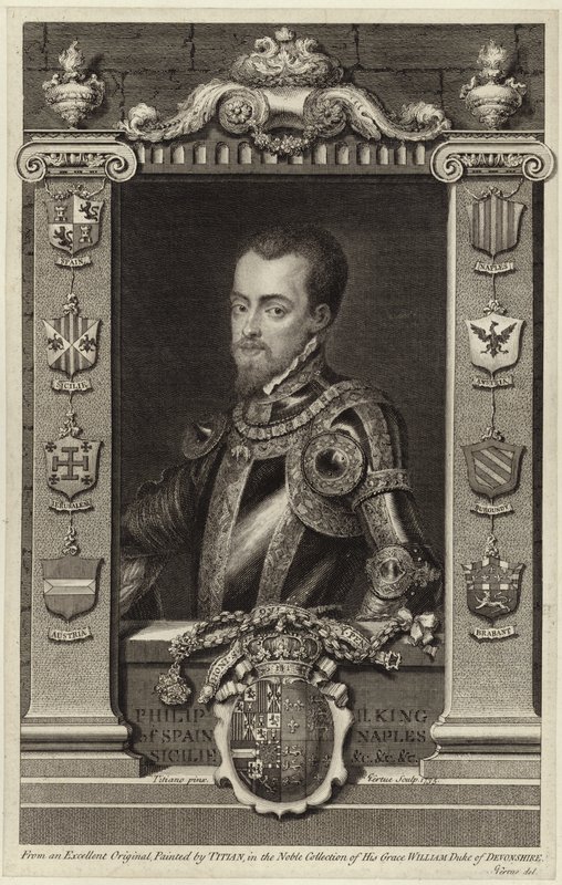 Portræt af kong Philip II af Spanien af Tiziano Vecelli