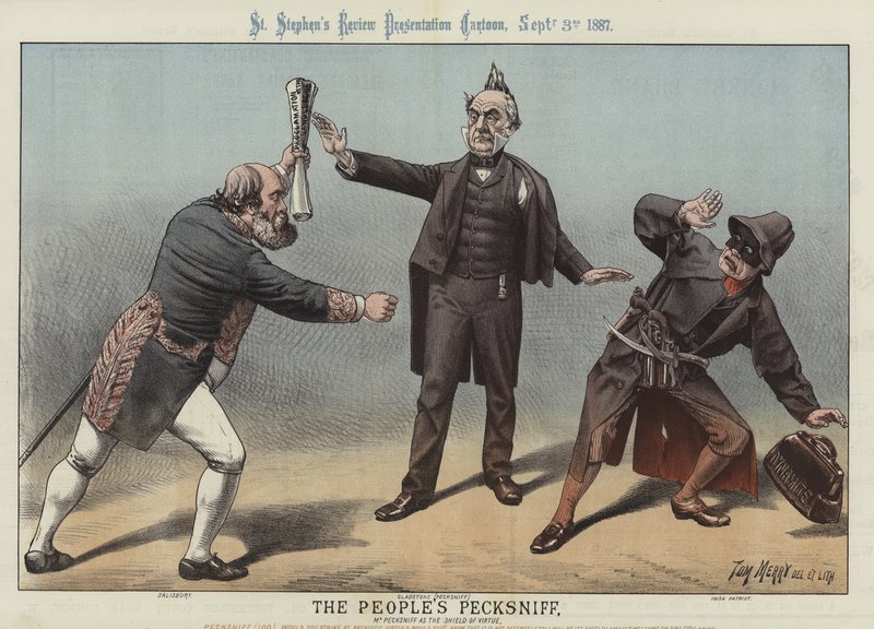 Folkets pecksniff, 1887 af Tom Merry
