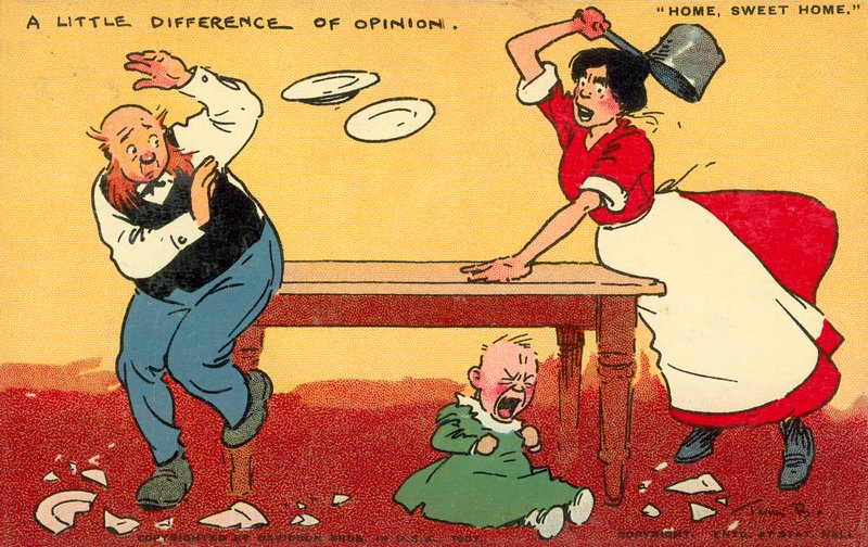 Home Sweet Home, A Difference of Opinion (chromolitho) af Tom Browne
