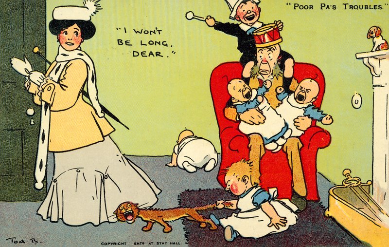 I Wont Be Long Dear (chromolitho) af Tom Browne