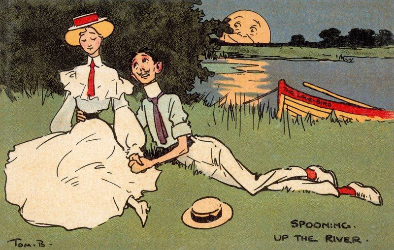 Spoon op ad floden (chromolitho) af Tom Browne