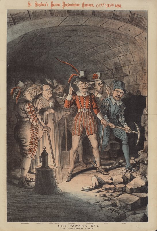 Guy Fawkes, No 1: the Conspirators Armed (farve litho) af Tom Merry