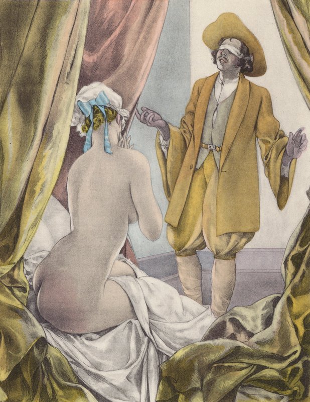 Brunelleschi-illustration til Contes et Nouvelles de La Fontaine (farvelitografi) af Umberto (after) Brunelleschi