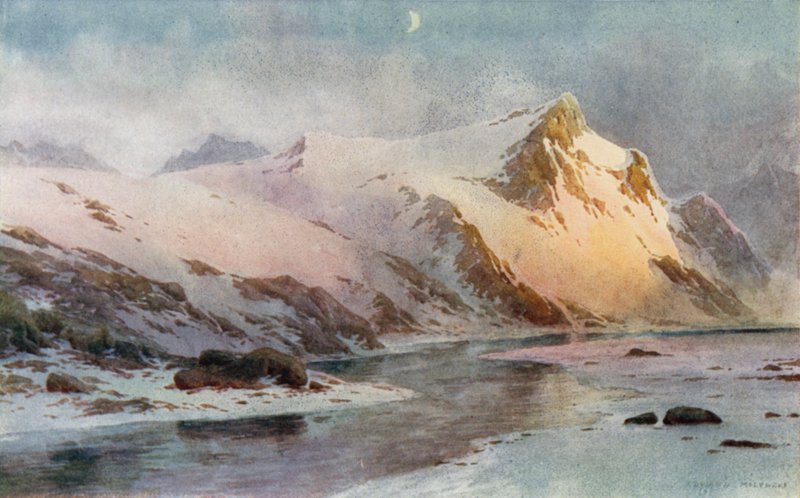 A Mountain Glen, før smeltningen af sneen af Unbekannt Unbekannt