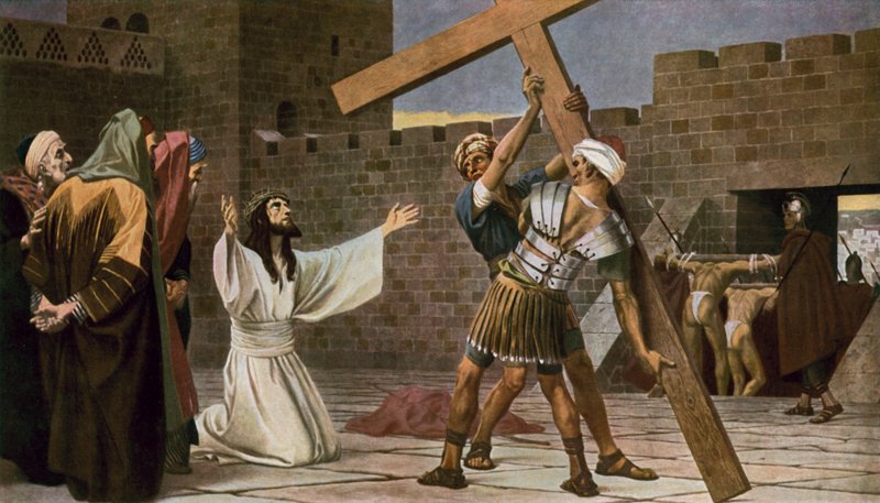 Jesus tager imod sit kors af Unbekannt Unbekannt