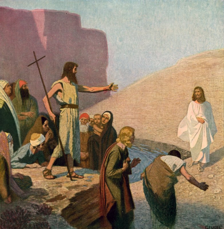 Jesus og Johannes Døberen ved Jordanfloden af Unbekannt Unbekannt