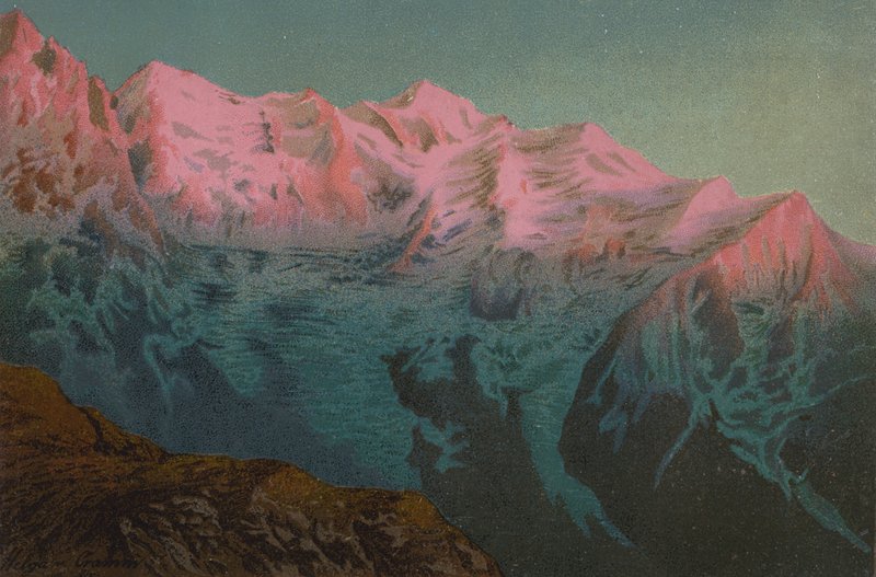 Solnedgang på Mont Blanc af Unbekannt Unbekannt