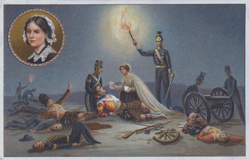 Florence Nightingale hjalp de sårede og døende på slagmarken under Krimkrigen. af Unknown artist
