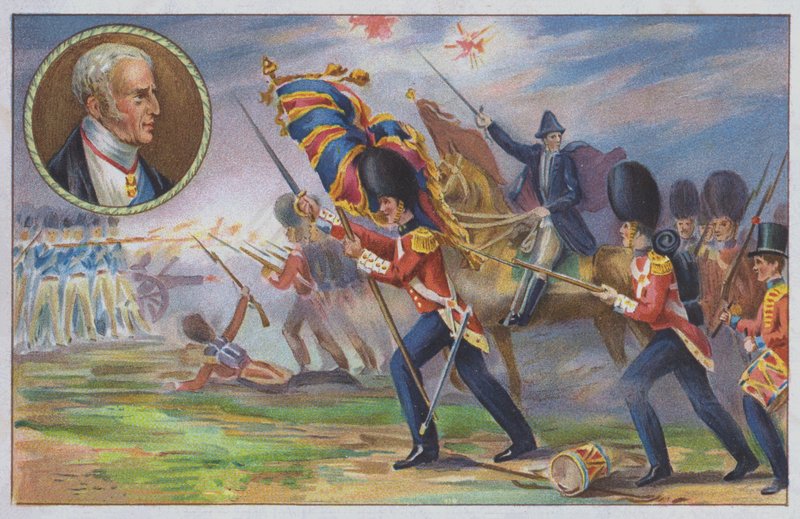 Hertugen af Wellington har kommandoen over den britiske hær i slaget ved Waterloo af Unknown artist