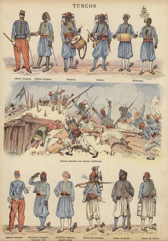 Turcos, kolonisoldater fra den franske hær (farve litho) af Victor Armand Poirson