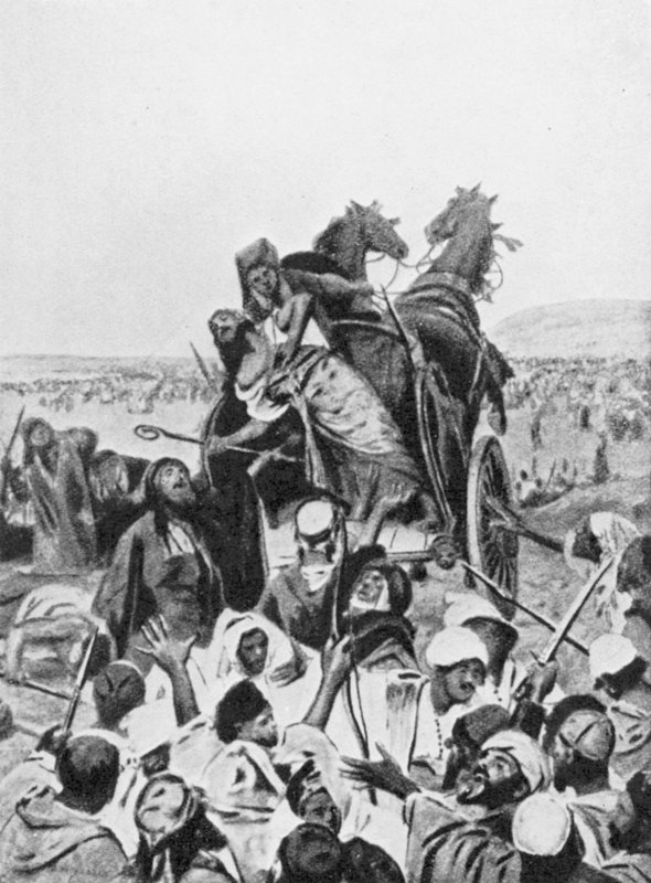 Slaget ved Ramoth-Gilead 853 f.Kr (litografi) af Vaclav (1851 1901) (after) Brozik