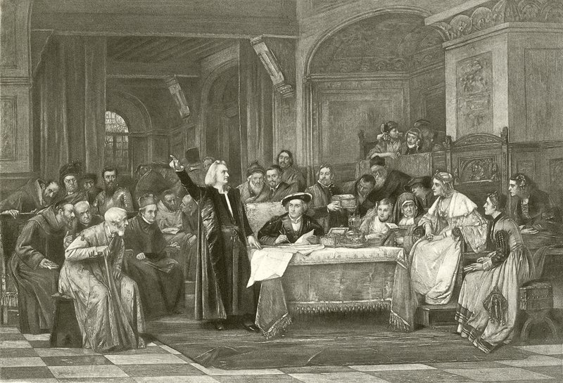 Columbus før Isabella (dybtryk) af Vaclav Brozik