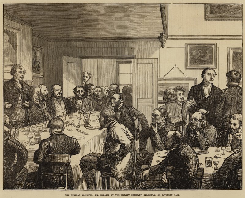 Det almindelige valg, hr. Disraeli ved Market Ordinary, Aylesbury, lørdag sidst af Valentine Walter Lewis Bromley