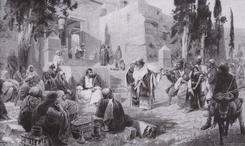 Jesus og kvinden taget i utroskab (litho) af Vasilij Dmitrievich Polenov