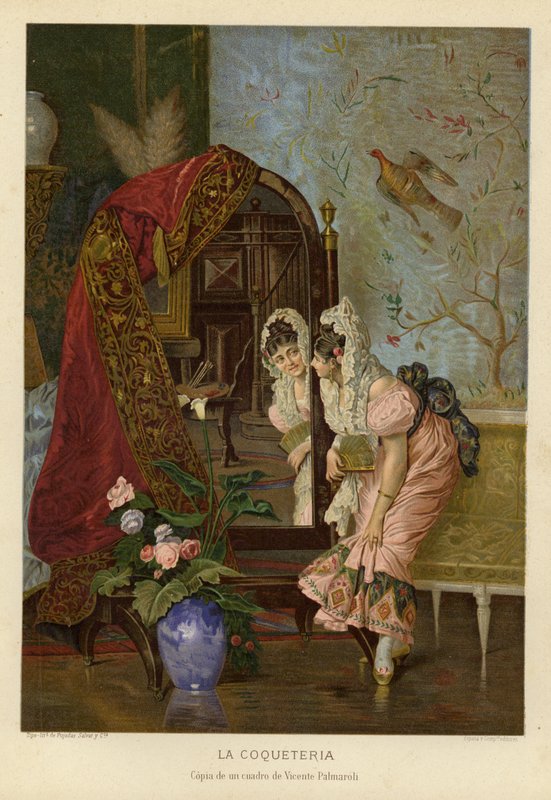 Coquetry (chromolitho) af Vincente Gonzalez Palmaroli