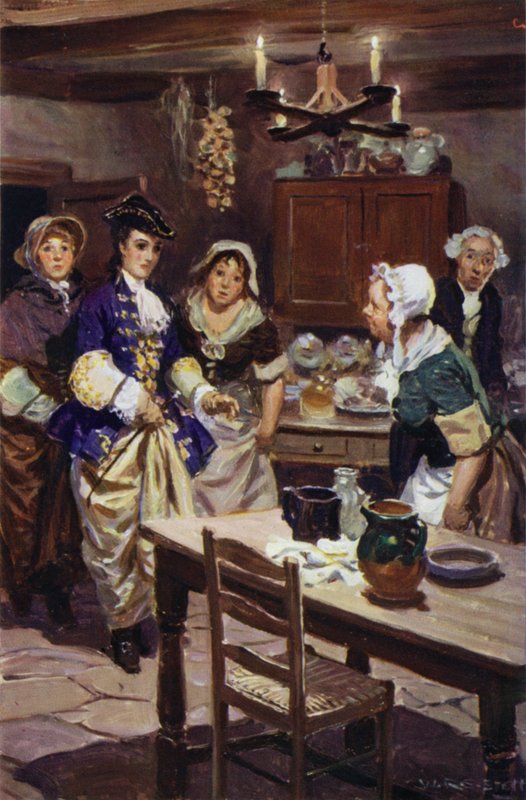 Ankomst af Sophia og Honor til kroen (farve litho) af W.R.S. (after) Stott