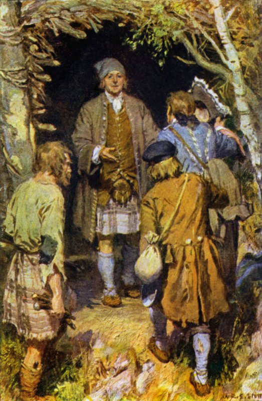 Illustration til kidnappet (farve litho) af W.R.S. (after) Stott