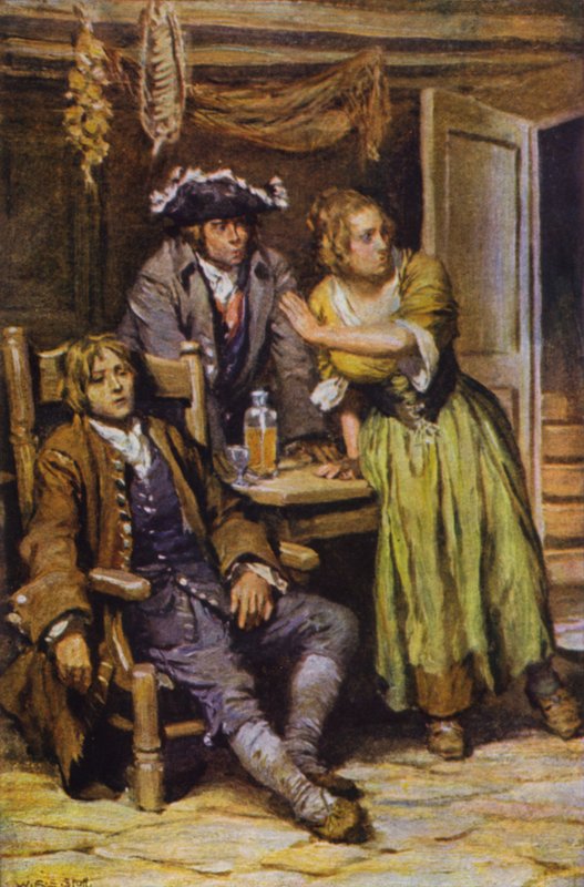 Illustration til kidnappet (farve litho) af W.R.S. (after) Stott