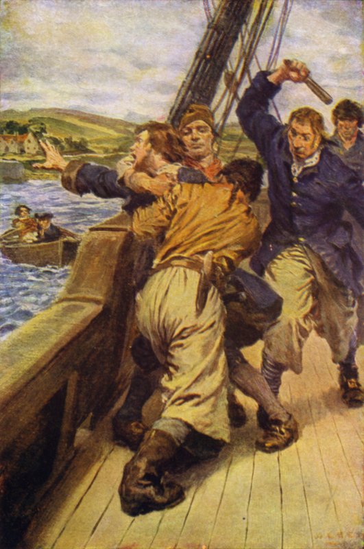 Illustration til kidnappet (farve litho) af W.R.S. (after) Stott