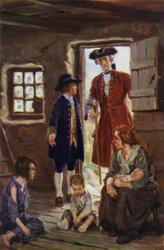"Unge Jones trak ham snilt til Black Georges bolig" (farve litho) af W.R.S. (after) Stott